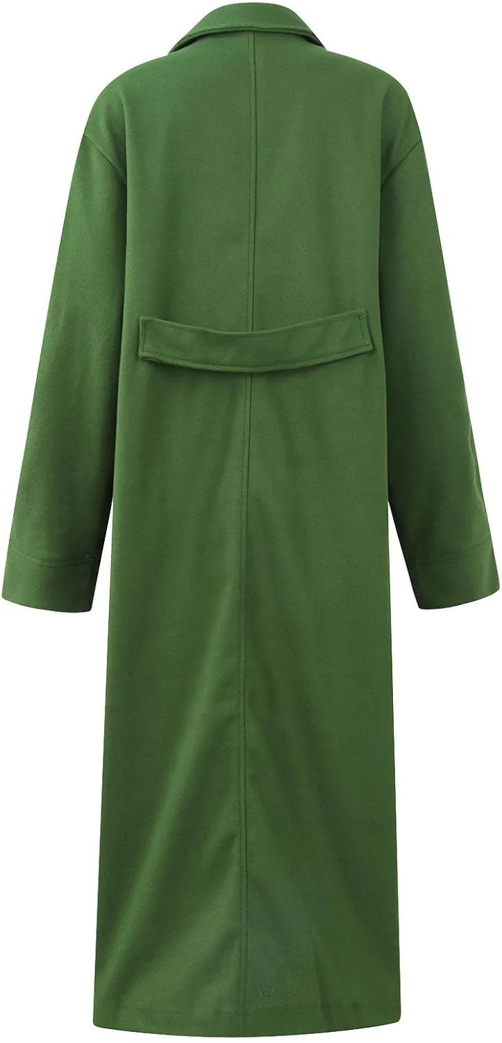 Plus Size Trench Coats for Women Fall Winter Business Casual Oversized Jackets Long Sleeve Lapel Collar Wool Coat