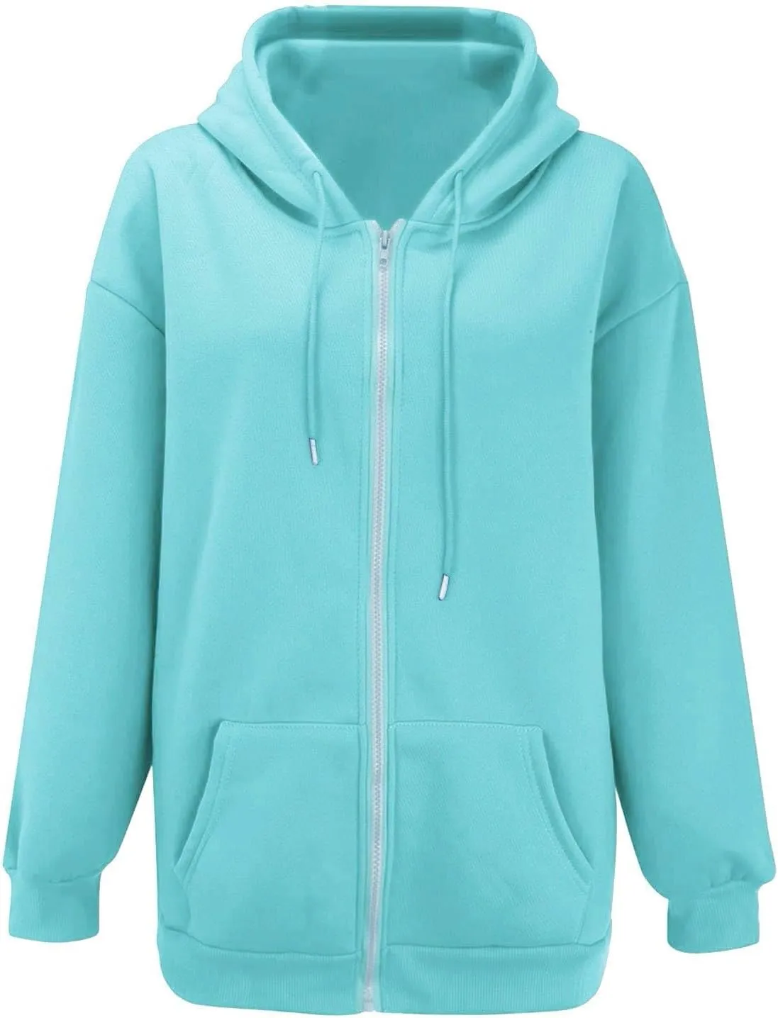 Plus Size Zip Up Hoodies Jackets for Women Oversized Sweatshirts with Pockets Drawstring Fashion Fall Track Coat Tops