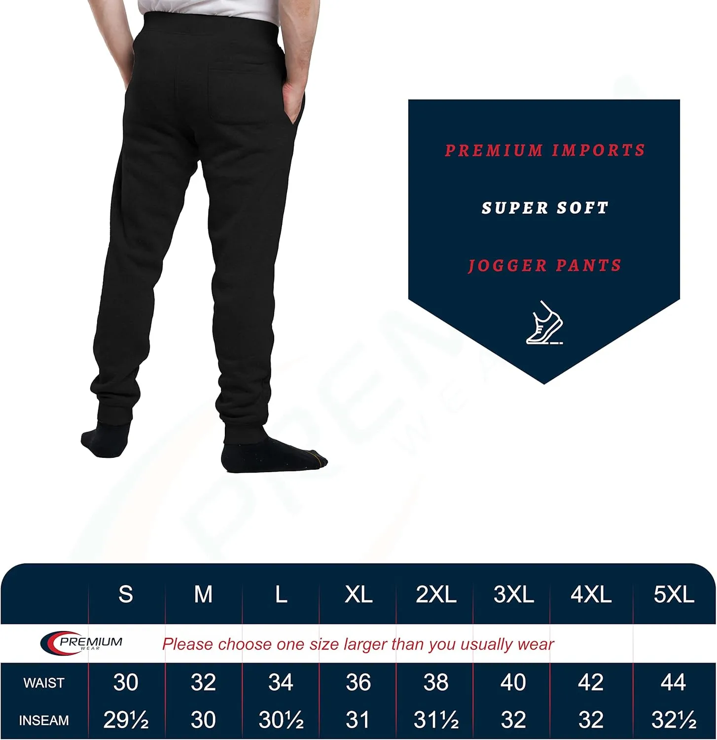 Premium Wear Men’s Jogger Sweatpants - Lightweight, Super Soft, 100% Polyester | Elastic Drawstring, Deep Pockets, Tag-Free