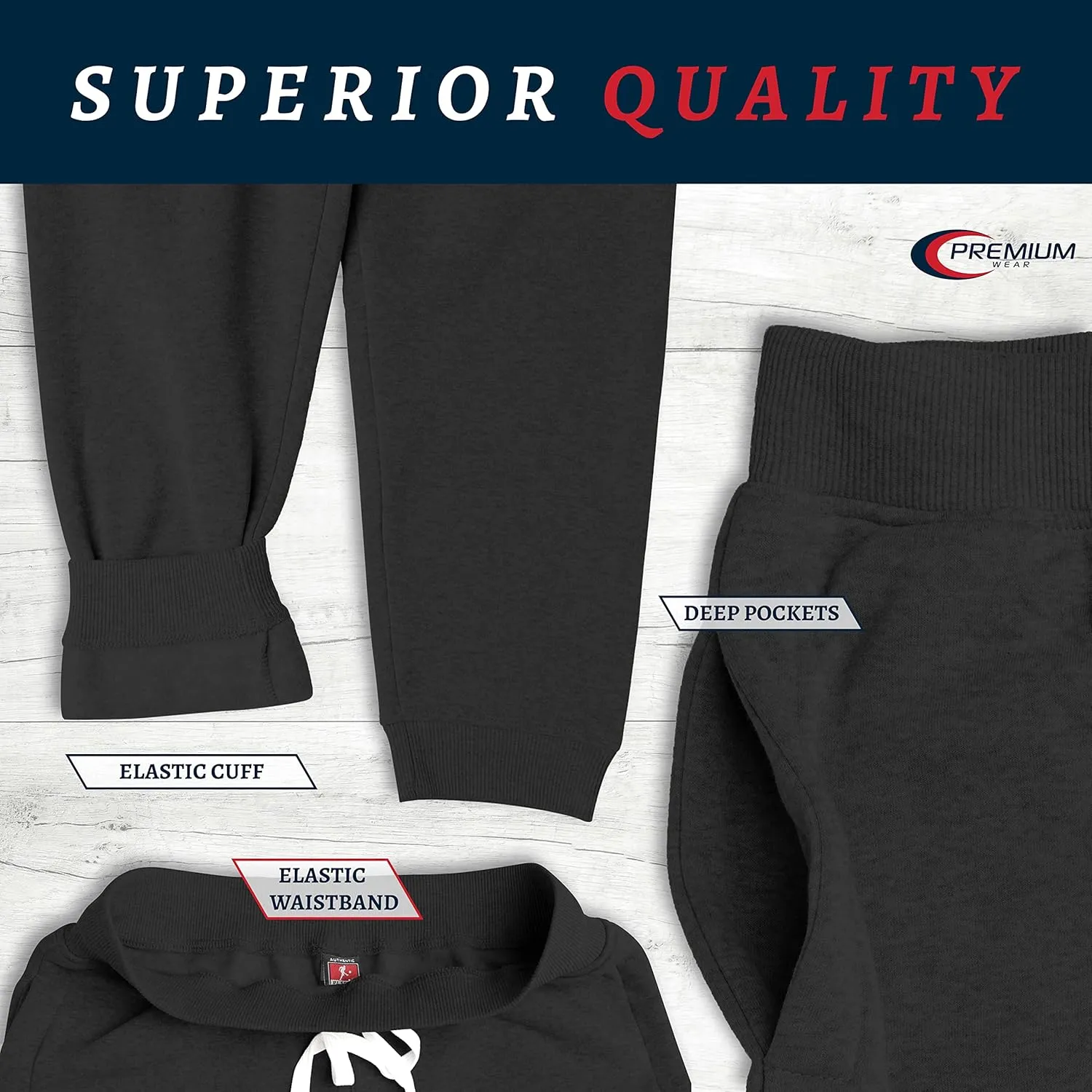 Premium Wear Men’s Jogger Sweatpants - Lightweight, Super Soft, 100% Polyester | Elastic Drawstring, Deep Pockets, Tag-Free