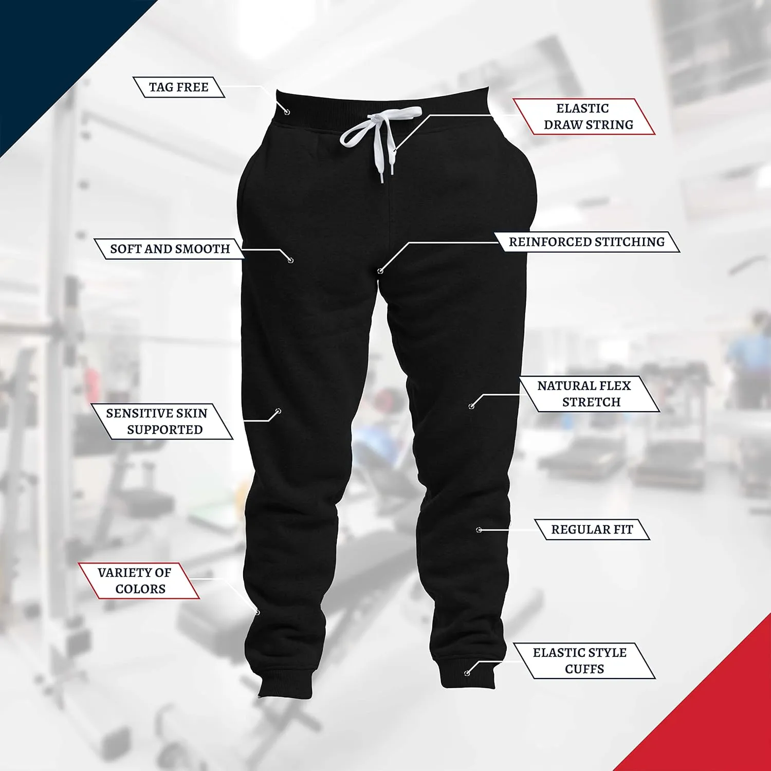 Premium Wear Men’s Jogger Sweatpants - Lightweight, Super Soft, 100% Polyester | Elastic Drawstring, Deep Pockets, Tag-Free