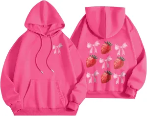 PVTOSD Sweatshirts For Teen Girls Long Sleeve Letter Print Casual Graphic Hoodies Drawstring Pullover Cute S, XXL