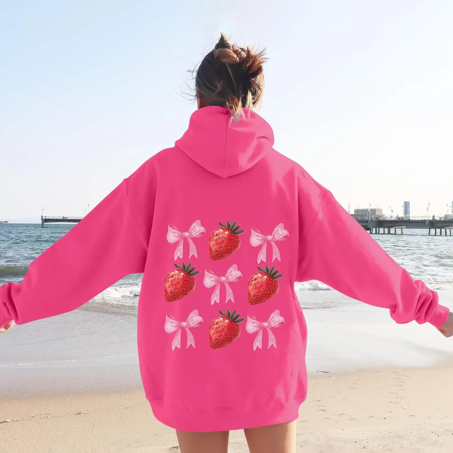 PVTOSD Sweatshirts For Teen Girls Long Sleeve Letter Print Casual Graphic Hoodies Drawstring Pullover Cute S, XXL