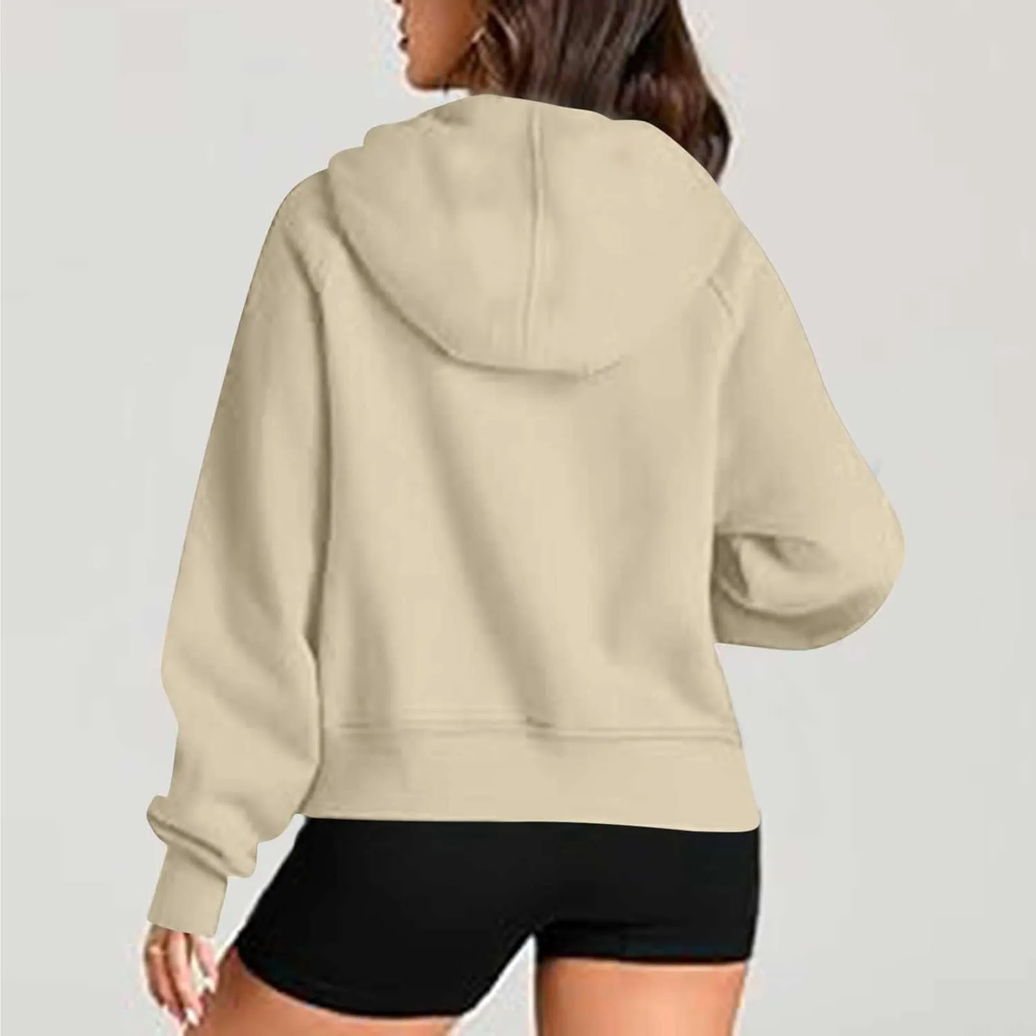 Quarter Zip Up Hoodies for Women Long Sleeve Cropped Sweatshirts Fleece Jackets Half Zip Pullover Fall Outfits 2024