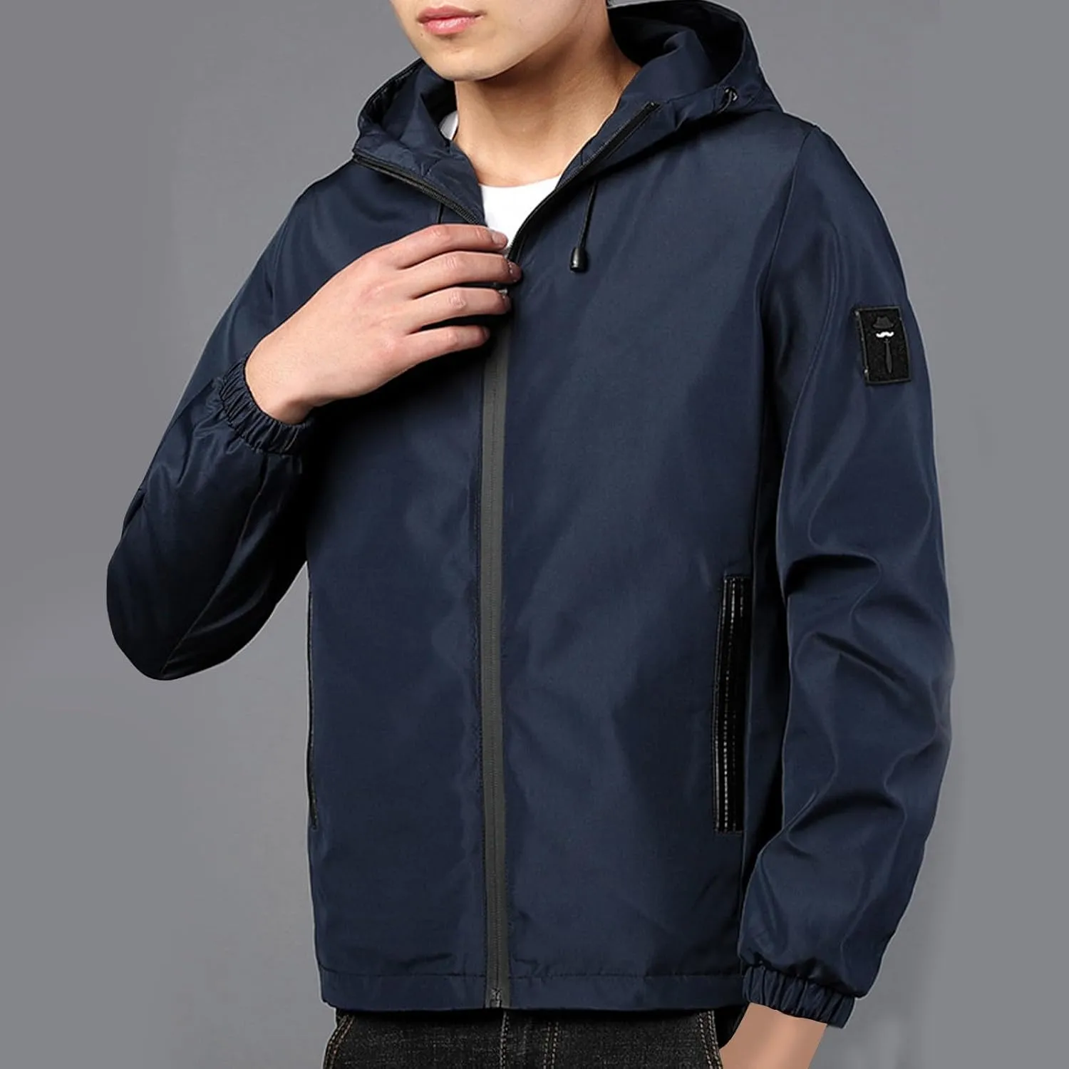 Rain Jacket For Men Lightweight Waterproof Breathable Jackets Windbreaker Solid Hooded Raincoats For Outdoor Hiking