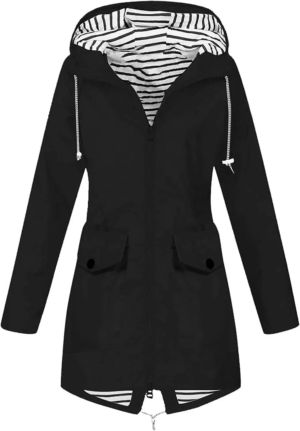 Rain Jacket Women Plus Size Hooded Raincoat Water Resistant Waterproof Jacket Lightweight Outdoor Windbreaker Jacket