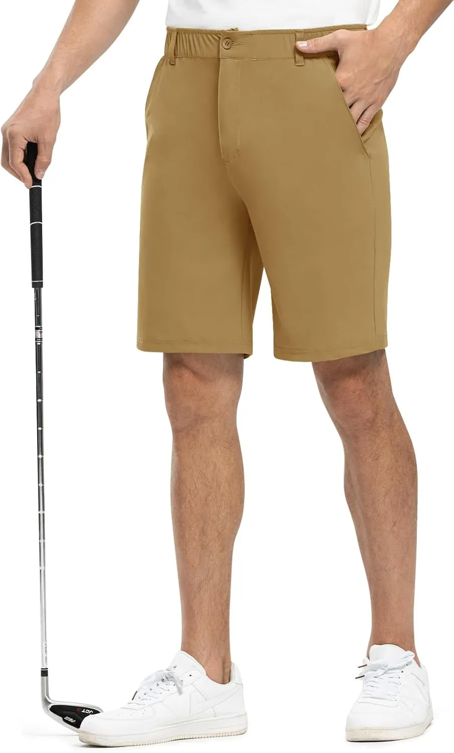 Rdruko Men's Golf Shorts Stretch Dry Fit 9" Lightweight Casual Dress Work Shorts with Pockets