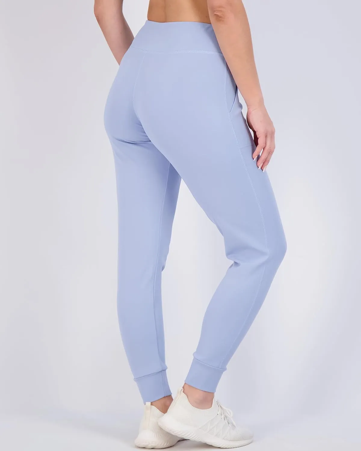 Real Essentials 3 Pack: Women's Joggers with Pockets - High Waist Workout Yoga Tapered Athletic Leggings (Available in Plus)