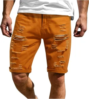 Ripped Jean Shorts for Men, Summer 2023 Vintage Mens Denim Jean Shorts Regular Fit Short Shorts for Men Casual