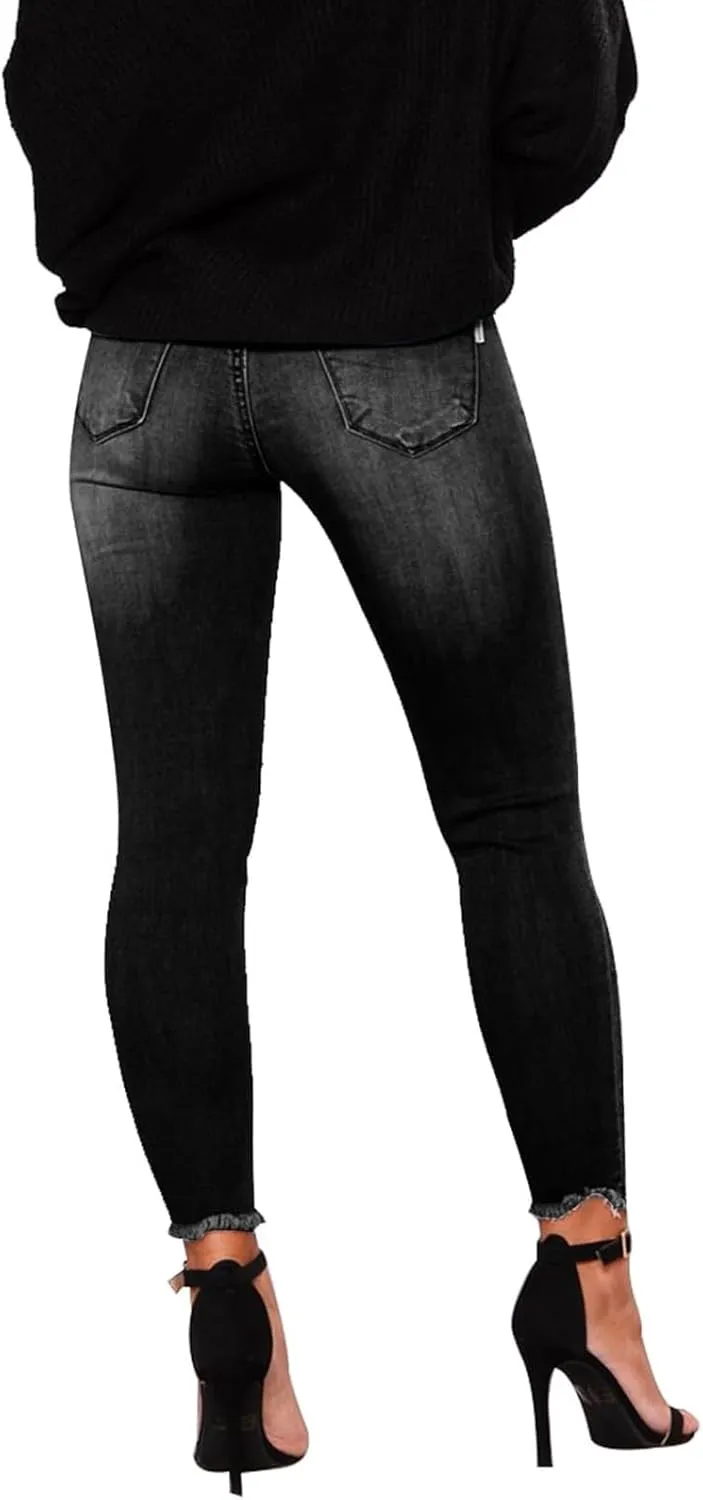 Ripped Jeans Womens Skinny Distressed Boyfriend Denim Pants Frayed Hem High Waisted Buttlifting Jeans Fall Fashion