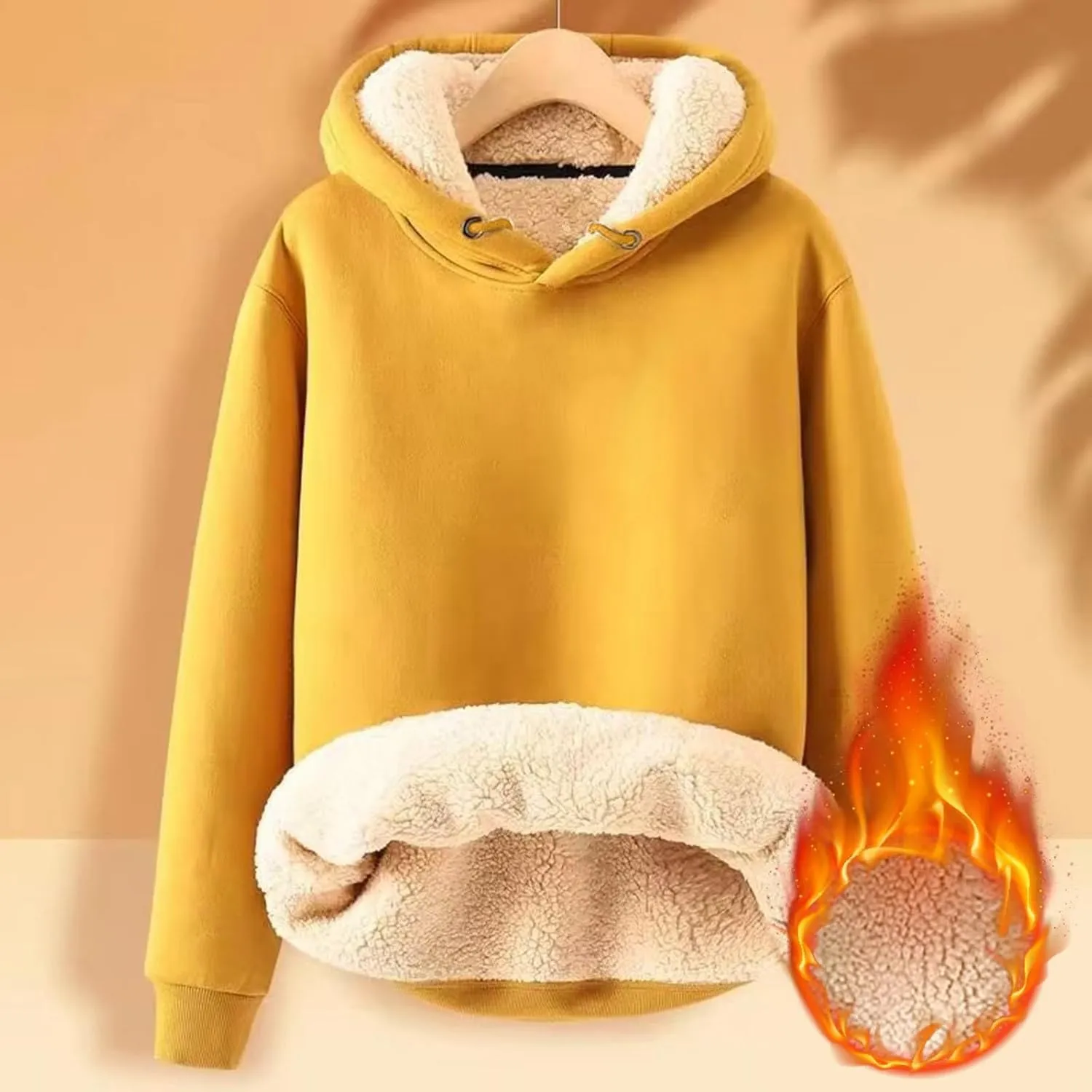 RTTUIOP Hoodies for Men Sherpa Lined Thermal Winter Sweatshirt Casual Fashion Fleece Lined Hoodie Pullover