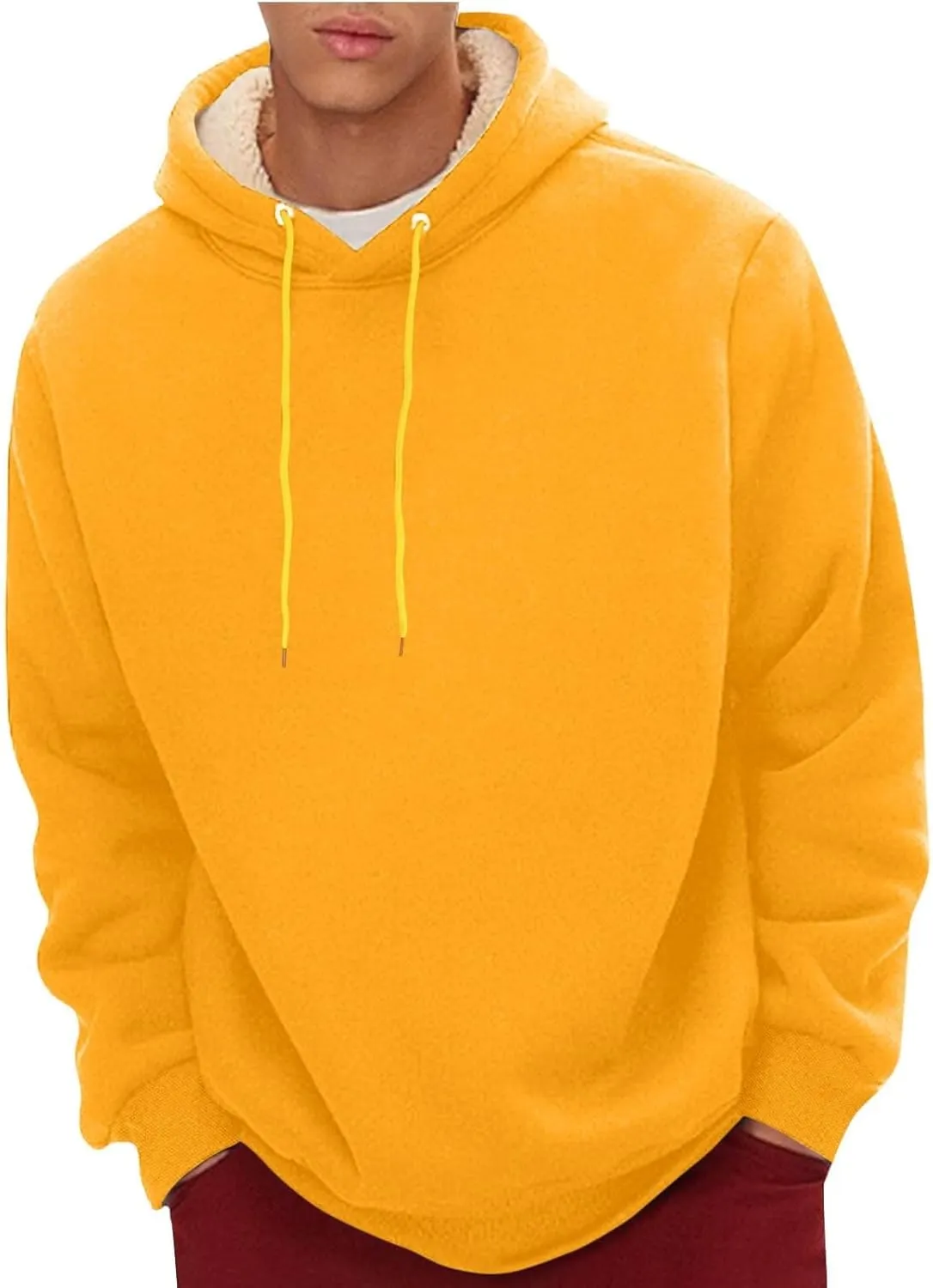 RTTUIOP Hoodies for Men Sherpa Lined Thermal Winter Sweatshirt Casual Fashion Fleece Lined Hoodie Pullover