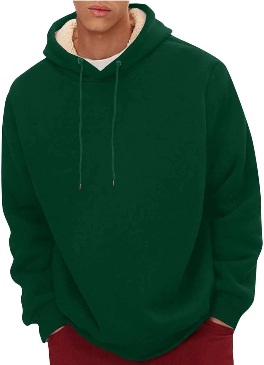 RTTUIOP Hoodies for Men Sherpa Lined Thermal Winter Sweatshirt Casual Fashion Fleece Lined Hoodie Pullover
