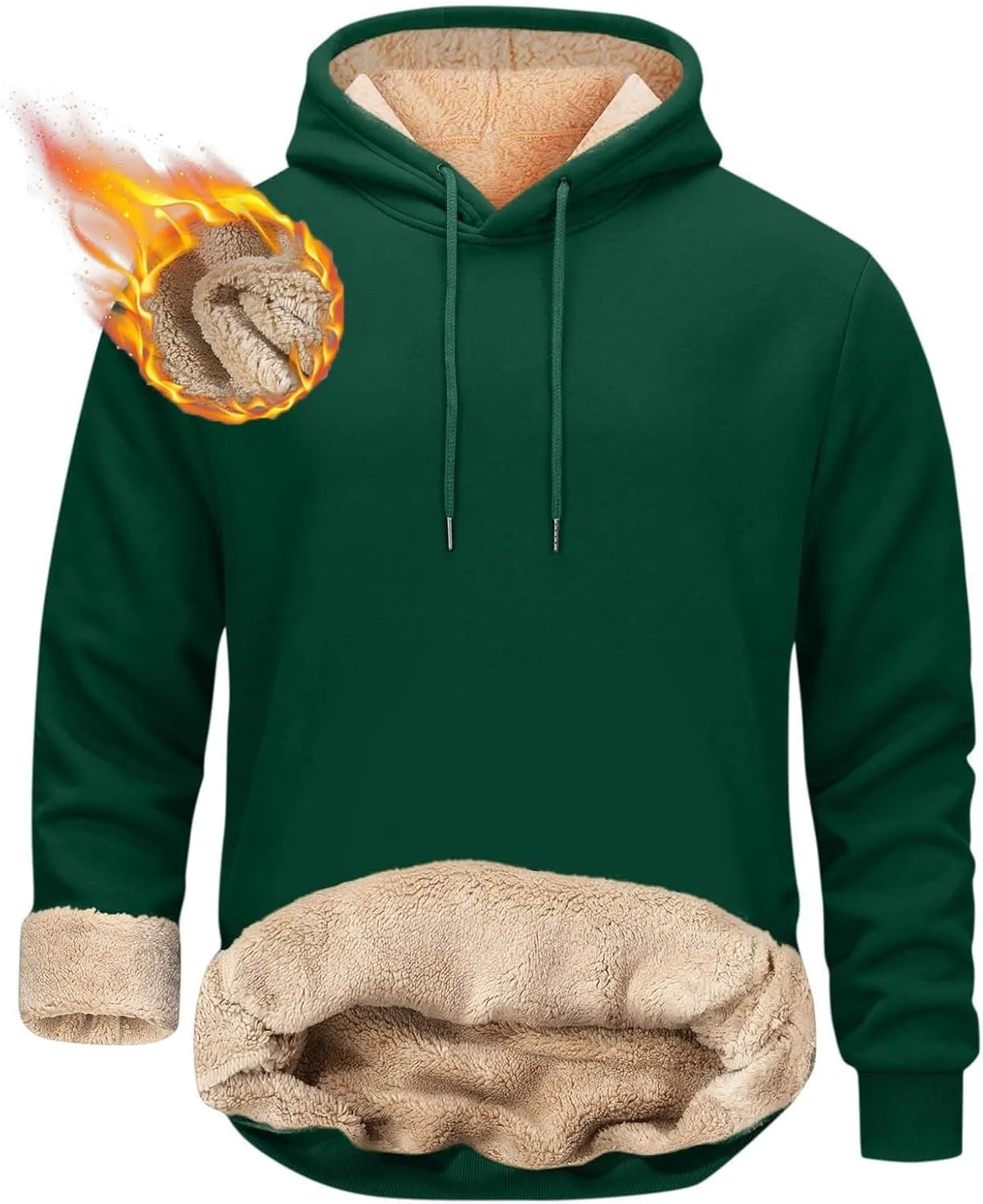 RTTUIOP Hoodies for Men Sherpa Lined Thermal Winter Sweatshirt Casual Fashion Fleece Lined Hoodie Pullover
