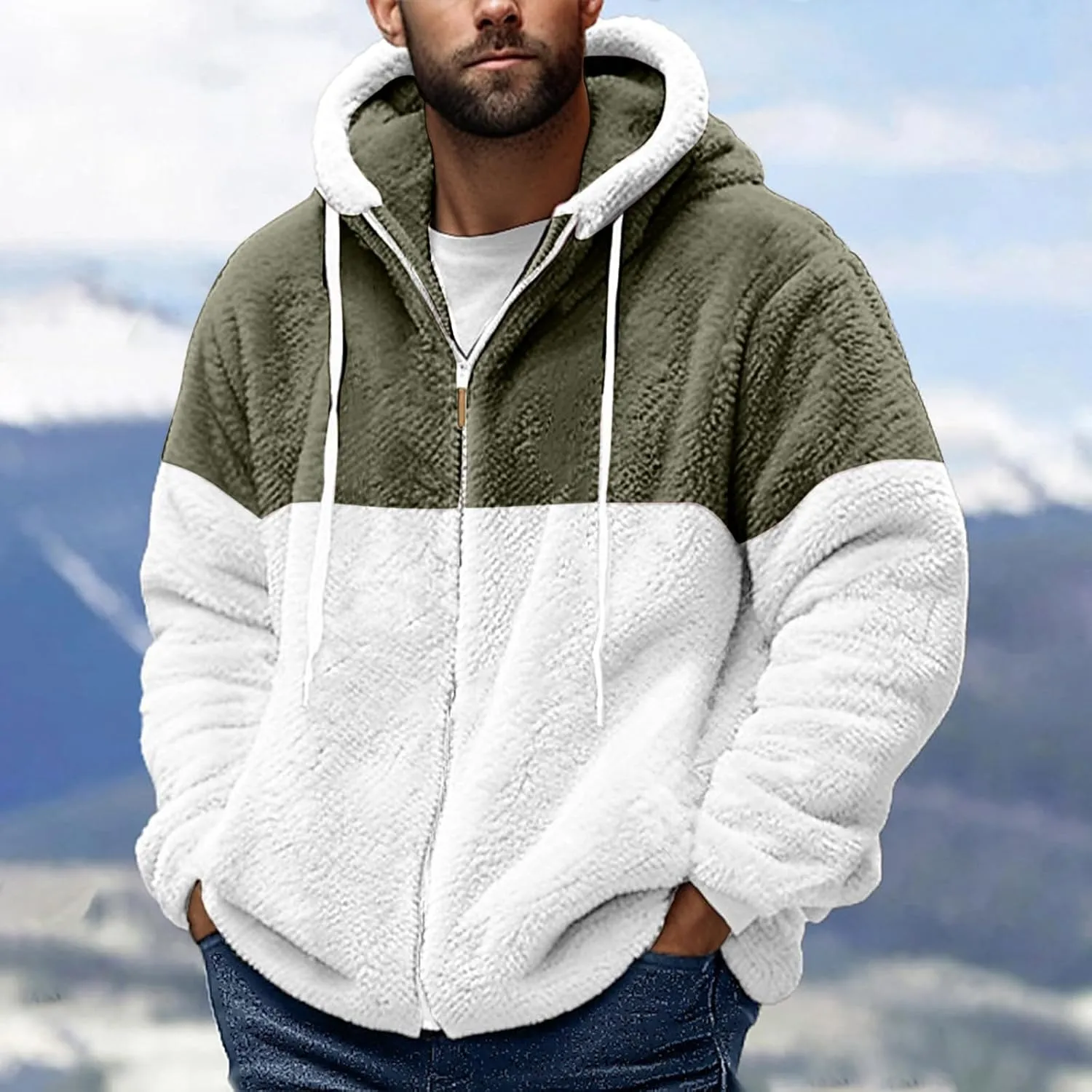 RTTUIOP Mens Fuzzy Sherpa Pullover Hoodie Sweatshirts Long Sleeve Sport Fall Outwear Sherpa Winter Sweater