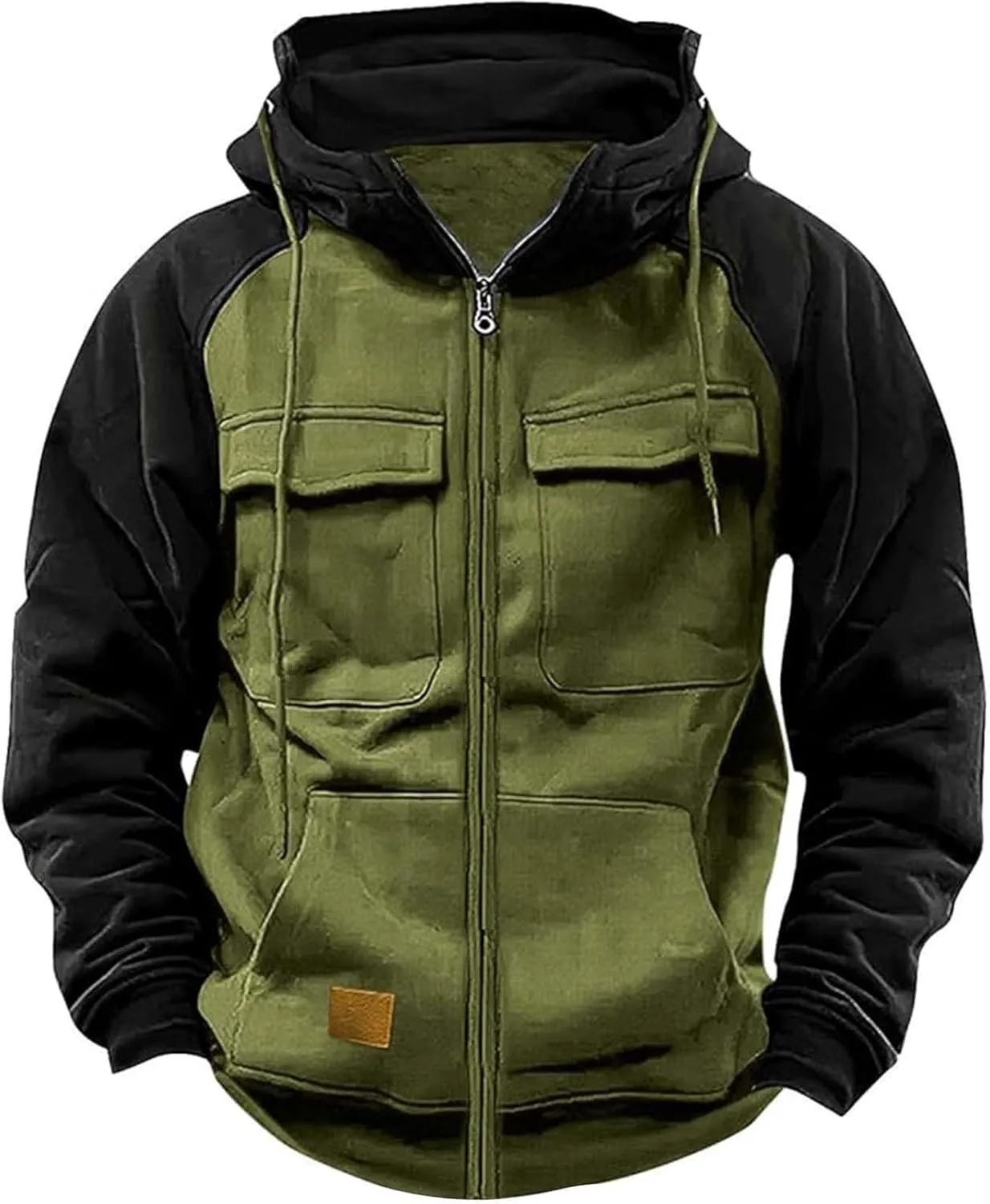 RTTUIOP Mens Jacket Full Zip Up Hooded Long Sleeve Lightweight Sweatshirt Solid Color Warm Jacket with Pockets