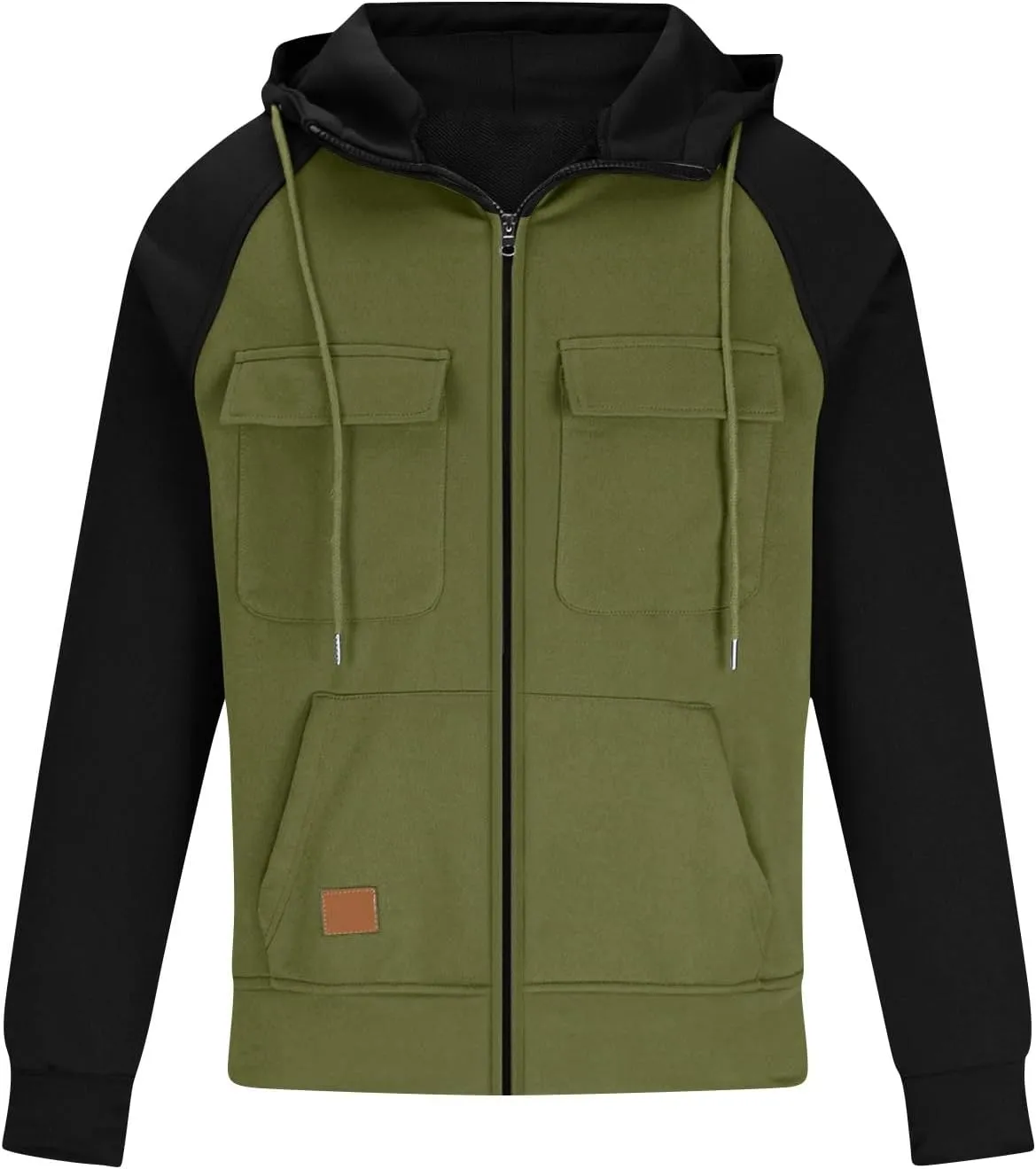 RTTUIOP Mens Jacket Full Zip Up Hooded Long Sleeve Lightweight Sweatshirt Solid Color Warm Jacket with Pockets