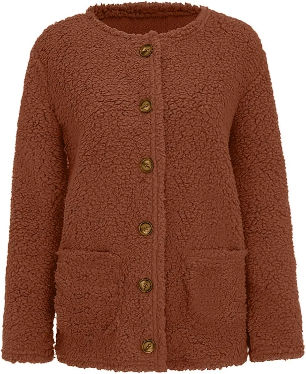 Ruziyoog Womens 2024 Winter Fuzzy Fleece Jacket Long Sleeve Button Down Sherpa Coats Casual Winter Warm Outwear with Pockets
