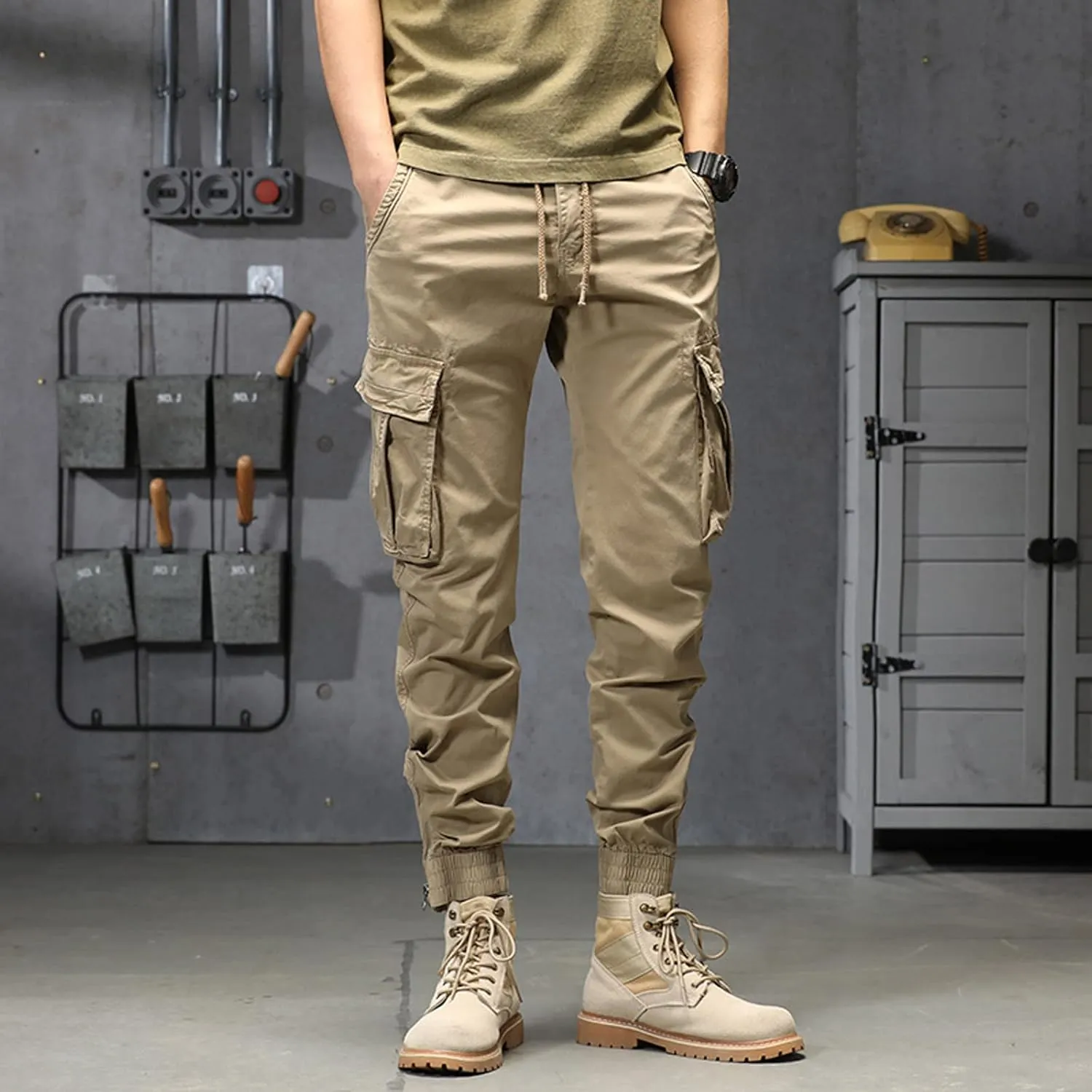 sdbrld Cargo Pants For Men Mens Ripstop Tactical Pants Lightweight Trendy Outdoor Hiking Water Resistant Pants with Pockets
