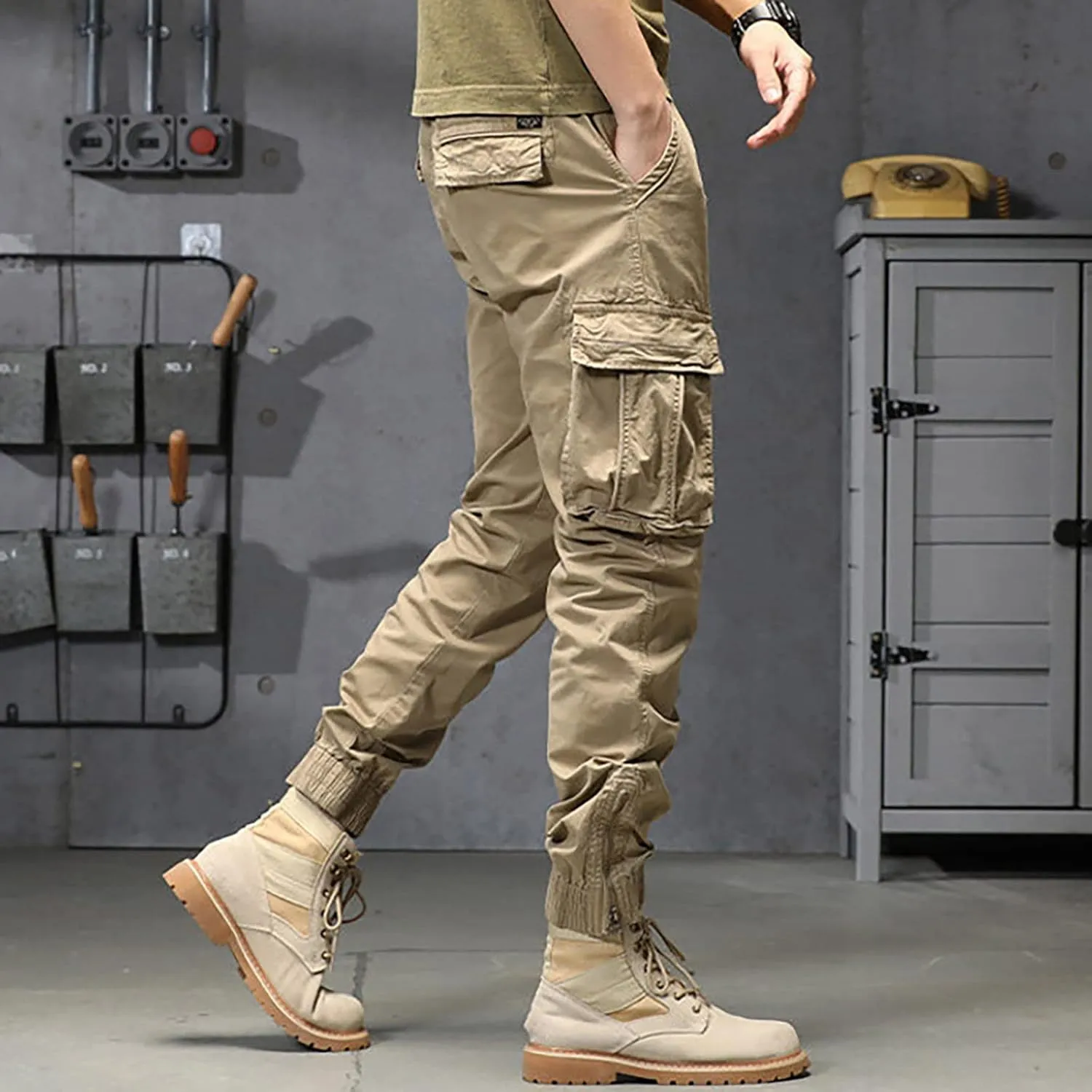 sdbrld Cargo Pants For Men Mens Ripstop Tactical Pants Lightweight Trendy Outdoor Hiking Water Resistant Pants with Pockets