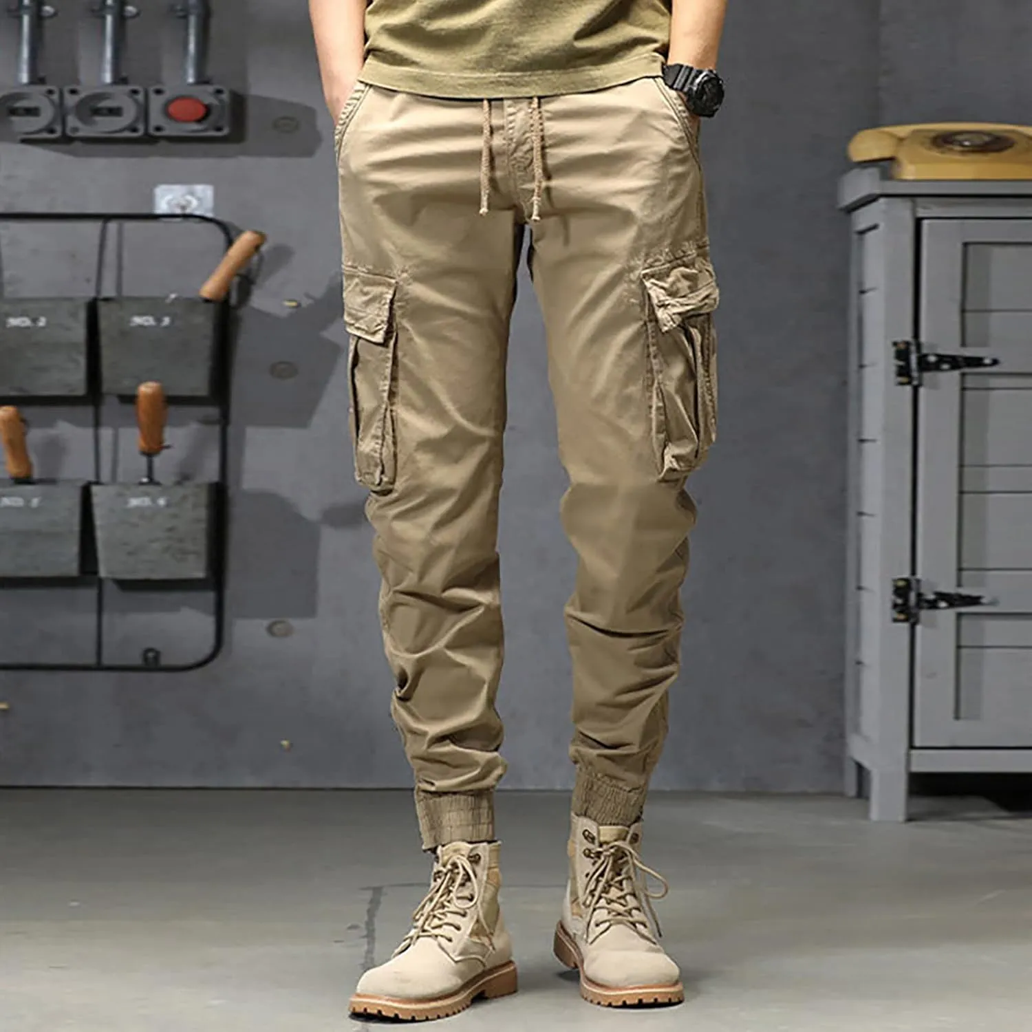 sdbrld Cargo Pants For Men Mens Ripstop Tactical Pants Lightweight Trendy Outdoor Hiking Water Resistant Pants with Pockets