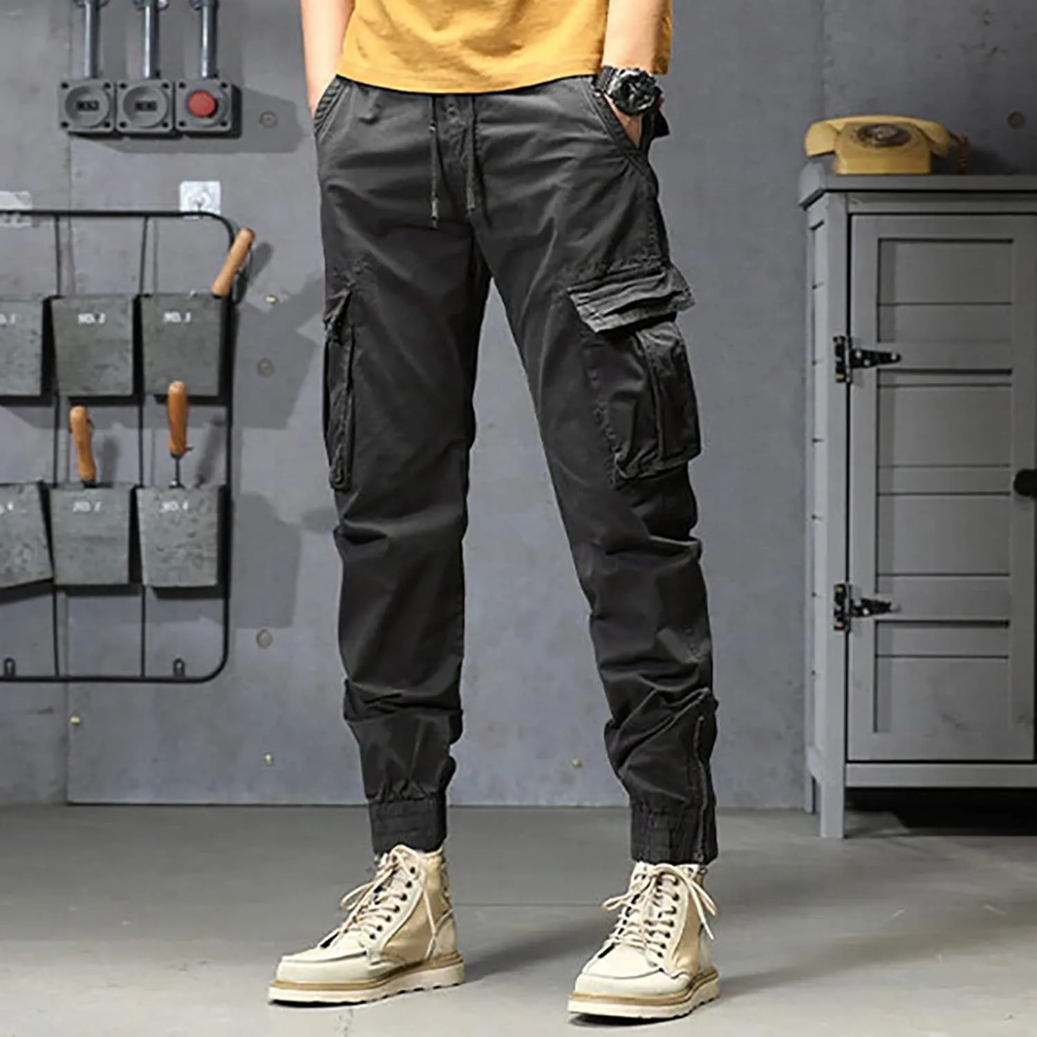 sdbrld Cargo Pants For Men Mens Ripstop Tactical Pants Lightweight Trendy Outdoor Hiking Water Resistant Pants with Pockets
