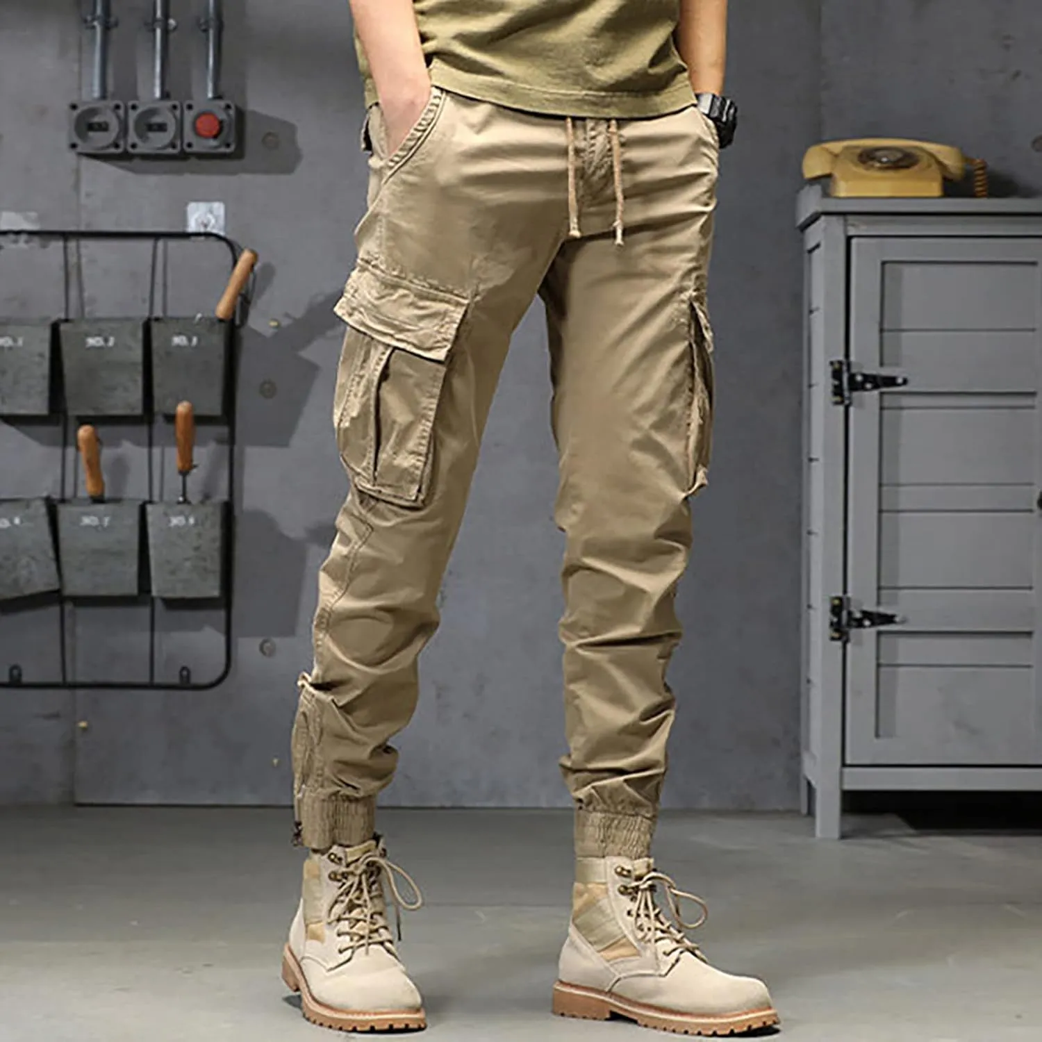 sdbrld Cargo Pants For Men Mens Ripstop Tactical Pants Lightweight Trendy Outdoor Hiking Water Resistant Pants with Pockets