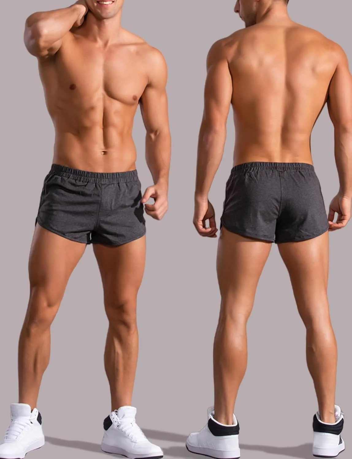 SEAUR Men's Soft Cotton Lounge Shorts Breathable Boxer Shorts Stretch Comfort Workout Trunks Bottom