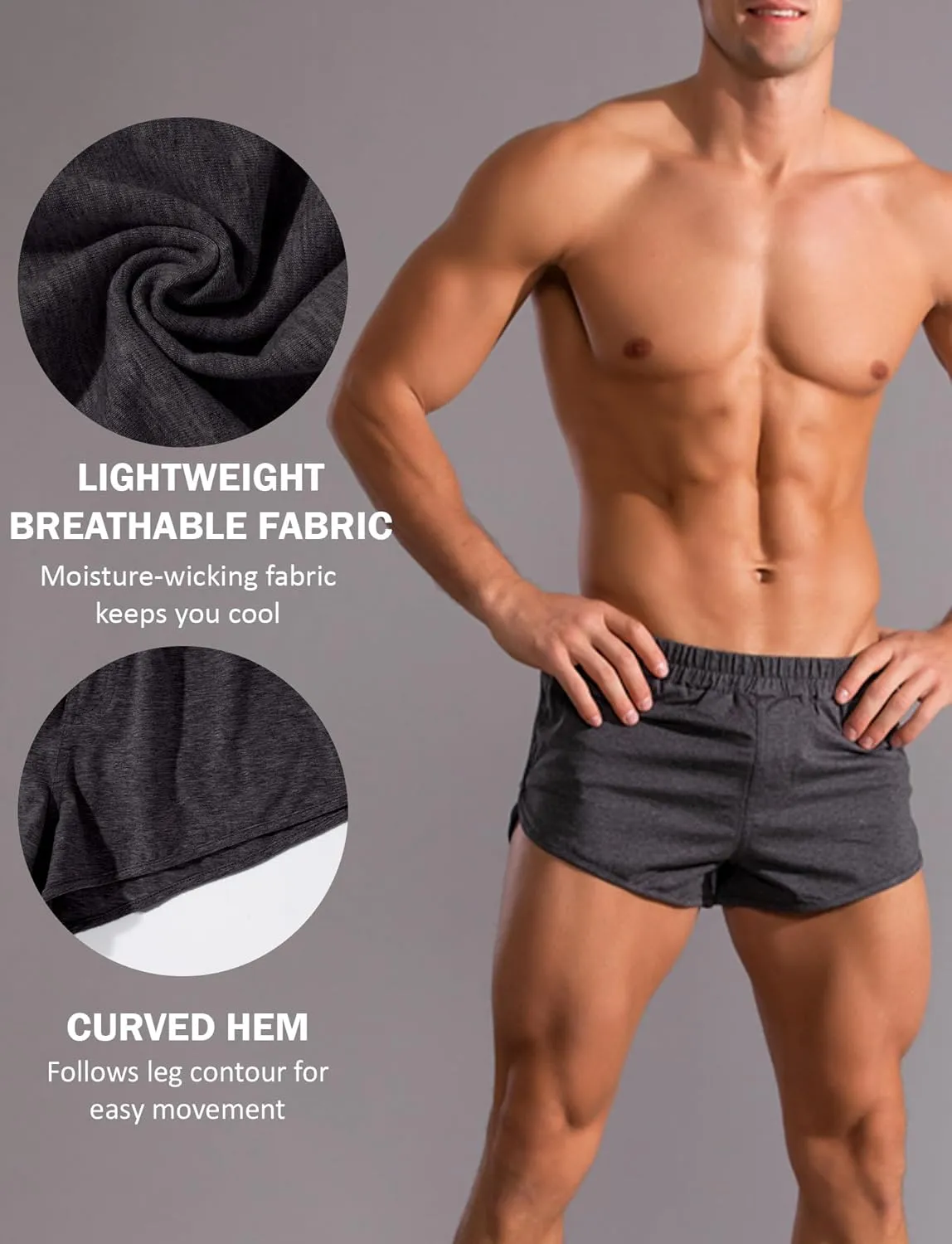 SEAUR Men's Soft Cotton Lounge Shorts Breathable Boxer Shorts Stretch Comfort Workout Trunks Bottom