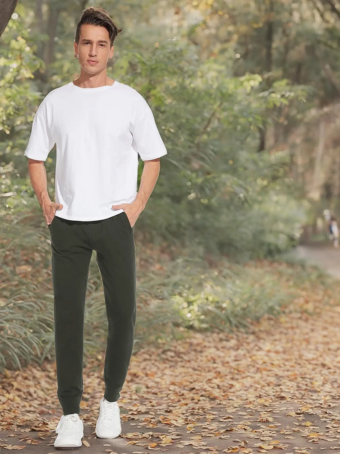 SEVEGO Men's 32"/34"/36"/38" Tall Inseam Lightweight Cotton Joggers Extra Long Sweatpants Athletic with Zipper Pockets