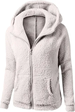 Sherpa Jacket Women Zip Up Hoodies Lightweight Fleece Lined Fall Winter Coats Comfy Warm Sherpa Jackets with Pocket