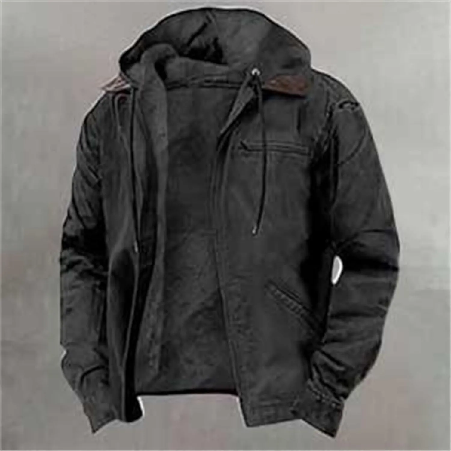 Sherpa Lined Hooded for Men Heavyweight Sweatshirt Thick JacketClassic Lapel Thick Fleece Jackets Winter Warm Coats Mens