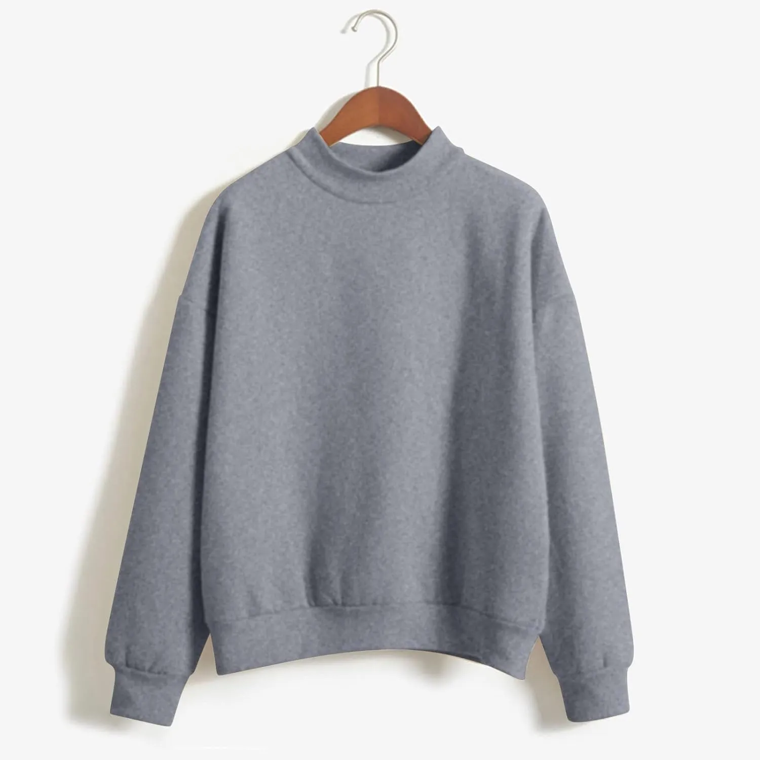 Solid Color Hoodie for Women Loose Pullover Turtleneck Long Sleeve Casual Sweatshirt Fall Outdoor Joggers Workout Tops
