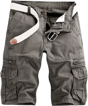Summer Lightweight Hiking Shorts for Men Casual Wide Leg Twill Utility Cargo Shorts with Multi Pockets Comfort Work Shorts
