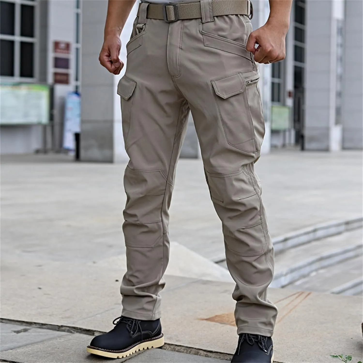 Tactical Cargo Pants Mens Relaxed Fit Flex Ripstop Cargo Pants Outdoor EDC Hiking Work Pants with Multi Pockets