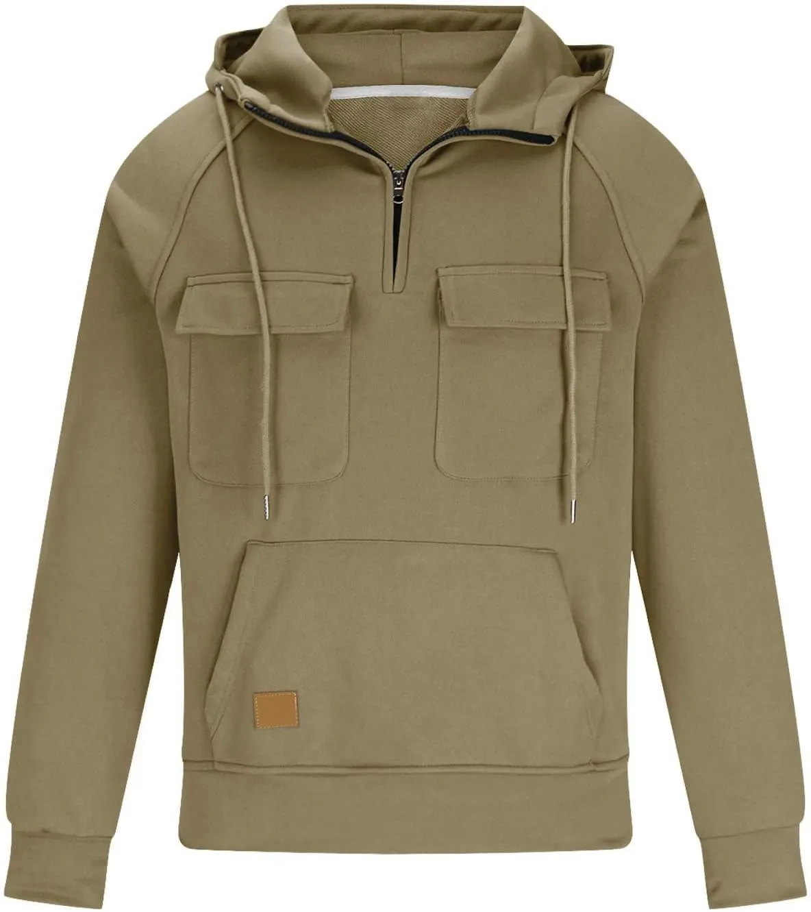 Tactical Hoodies For Men Military Workout Casual Cargo Pullover Quarter Zip Hooded Outfit Tops Heavy Weight Sweatshirt