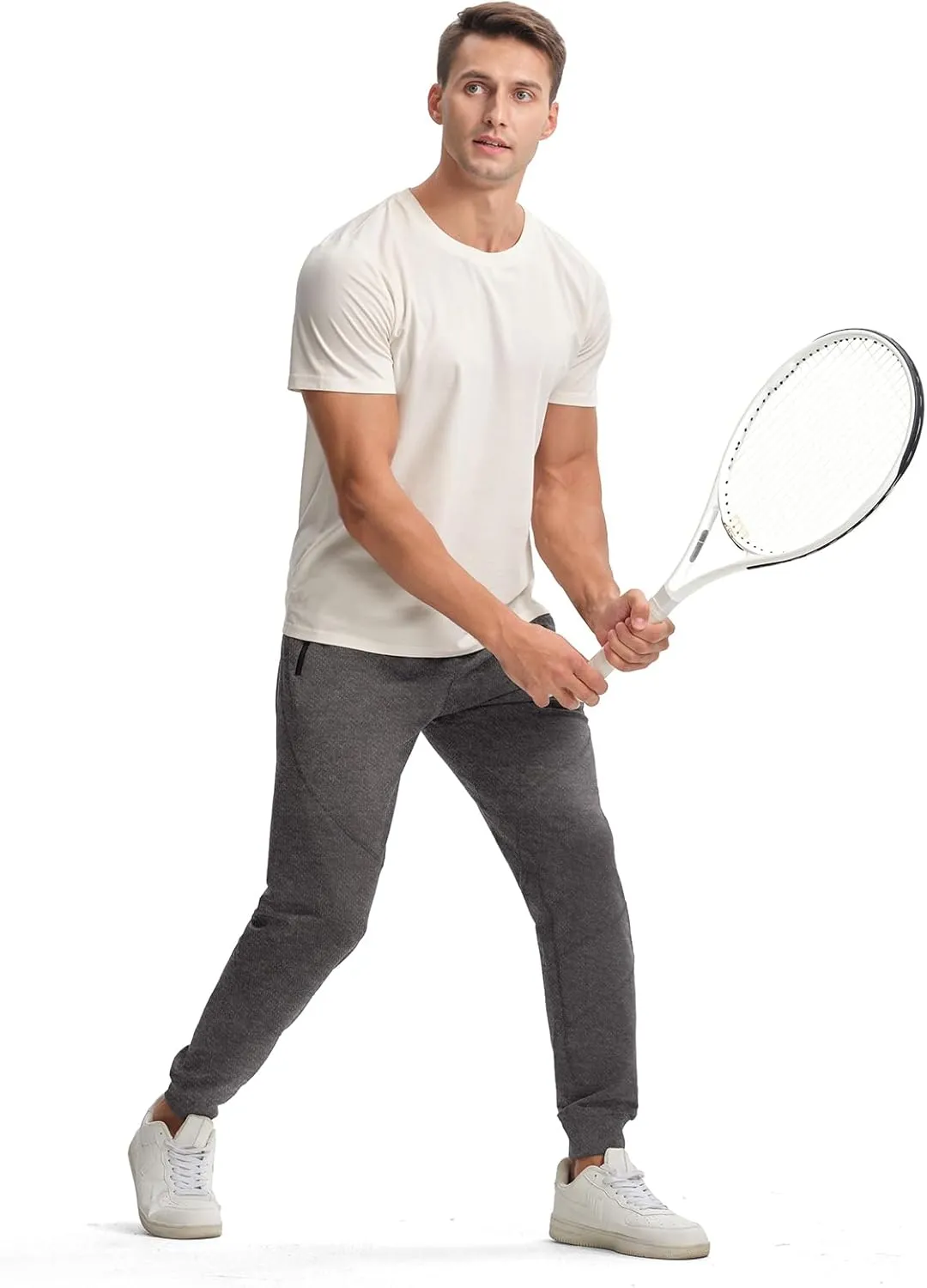 TBMPOY Men's Sweatpants with Zipper Pockets Lightweight Joggers Slim Fit Athletic Pants for Track Running Workout