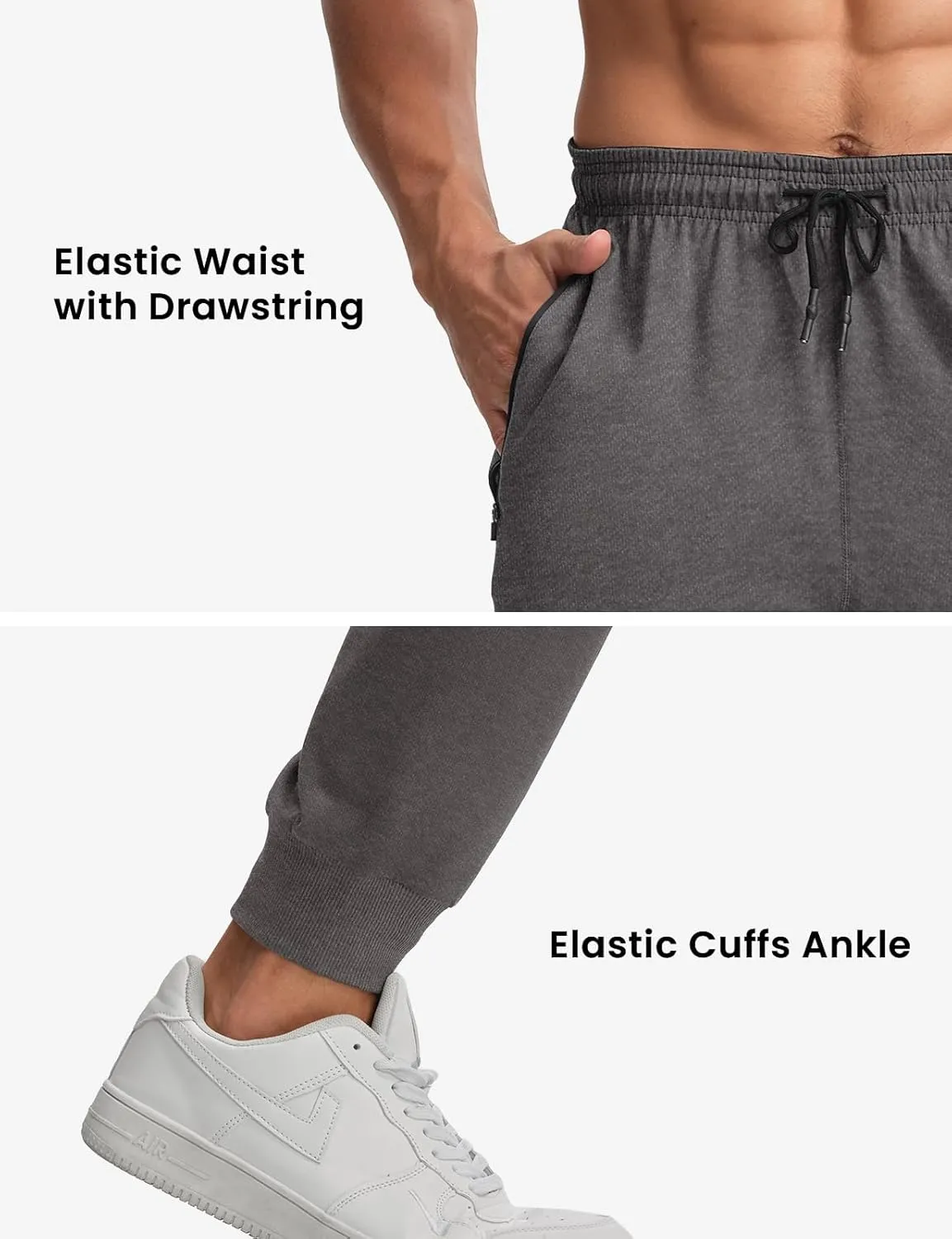 TBMPOY Men's Sweatpants with Zipper Pockets Lightweight Joggers Slim Fit Athletic Pants for Track Running Workout
