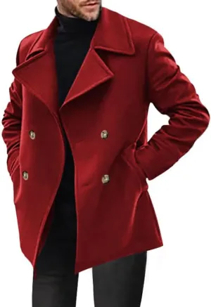Thatrich Mens Business Casual Winter Jacket Oversized Trench Coat Double Breasted Wool Blend Peacoat Formal Windbreaker Coats