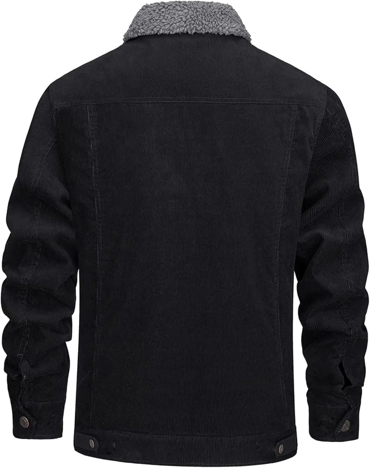 Thatrich Men's Corduroy Jacket Sherpa Lined Button Down Winter Coat Lightweight Fleece Jackets Lapel Long Sleeve Coat Outwear