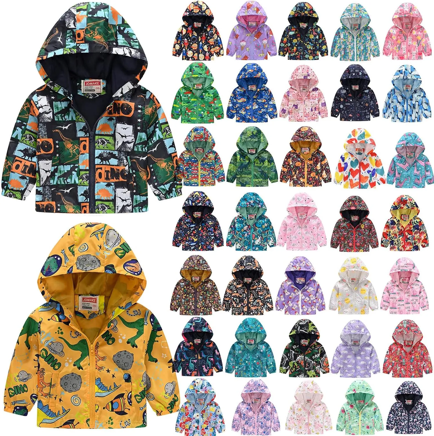 Toddler Hooded Jackets Dinosaur Baby Boys Girls Cartoon Print 2025 Lightweight Zip Up Spring Summer Windproof Coat