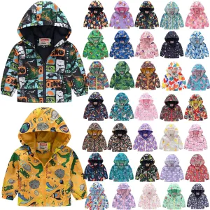 Toddler Hooded Jackets Dinosaur Baby Boys Girls Cartoon Print 2025 Lightweight Zip Up Spring Summer Windproof Coat