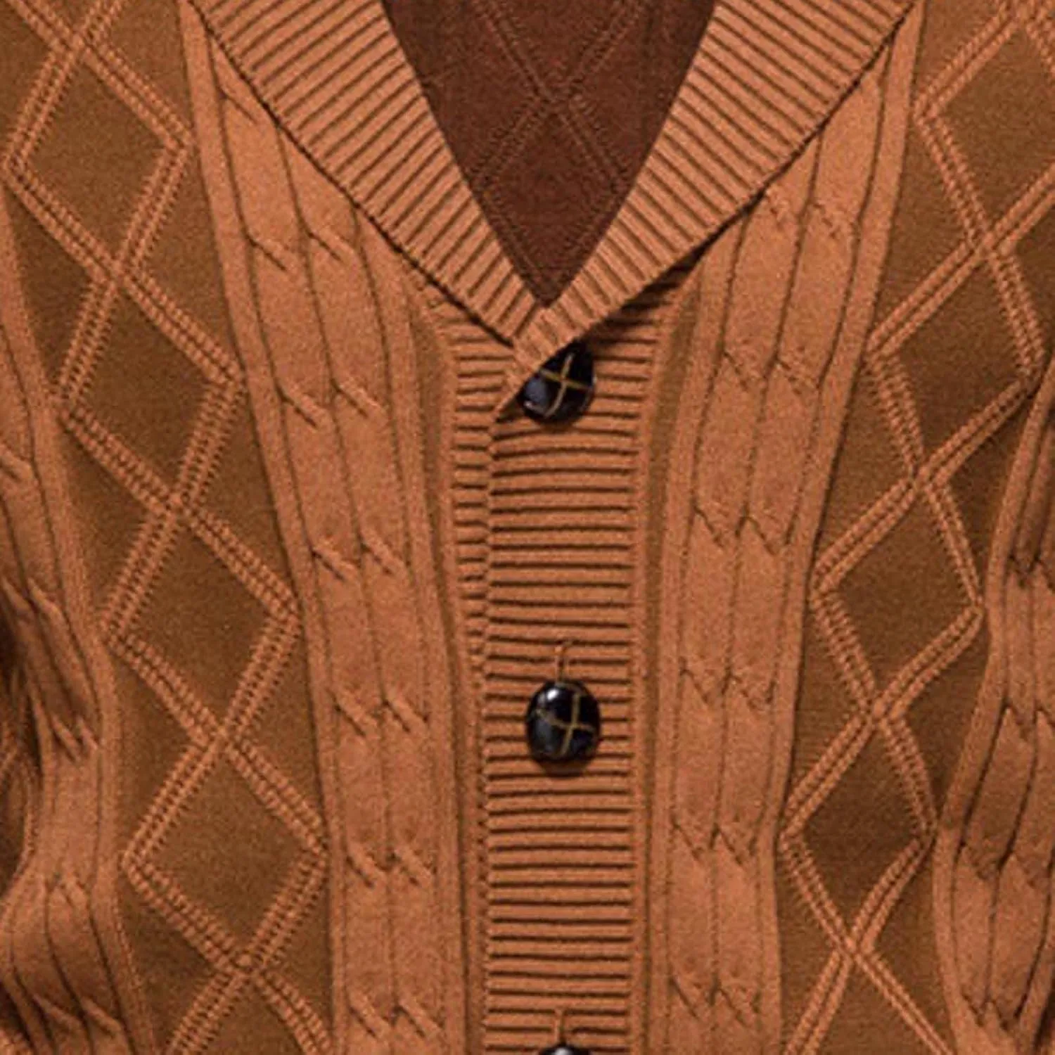 tuduoms Mens Shawl Collar Cardigan Sweater Argyle Cable Knitted Casual Winter Lightweight Button Down Thermal Chunky Sweater