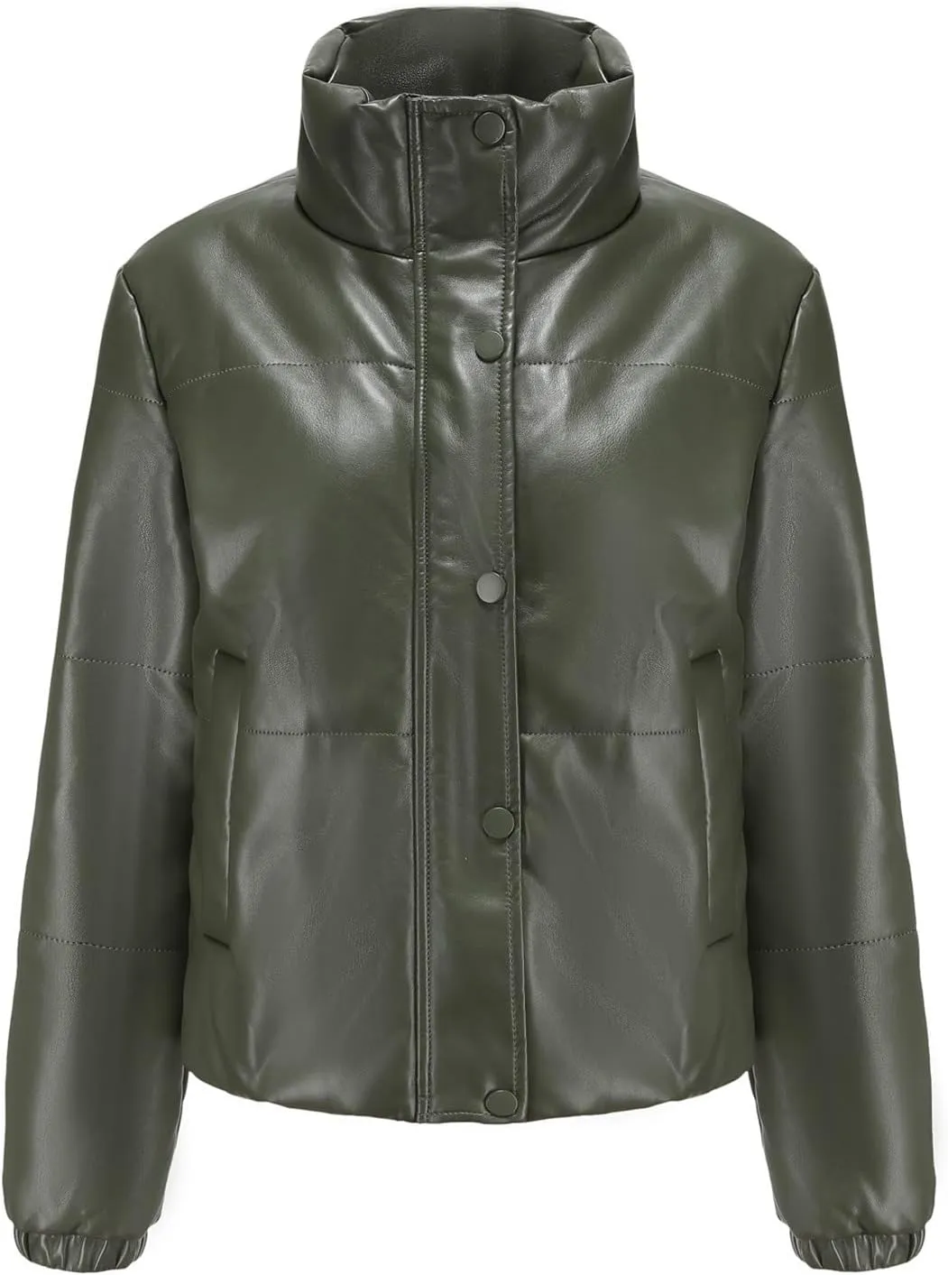 tuduoms Women's Crop Short Jacket Cropped Leather Puffer Fashion Jackets Warm Winter Lightweight Quilted Down Coat Parkas