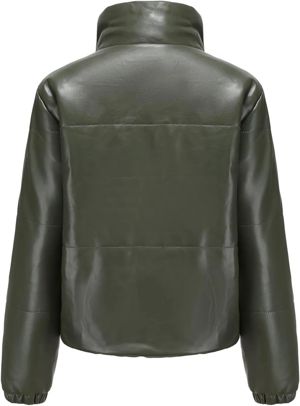 tuduoms Women's Crop Short Jacket Cropped Leather Puffer Fashion Jackets Warm Winter Lightweight Quilted Down Coat Parkas