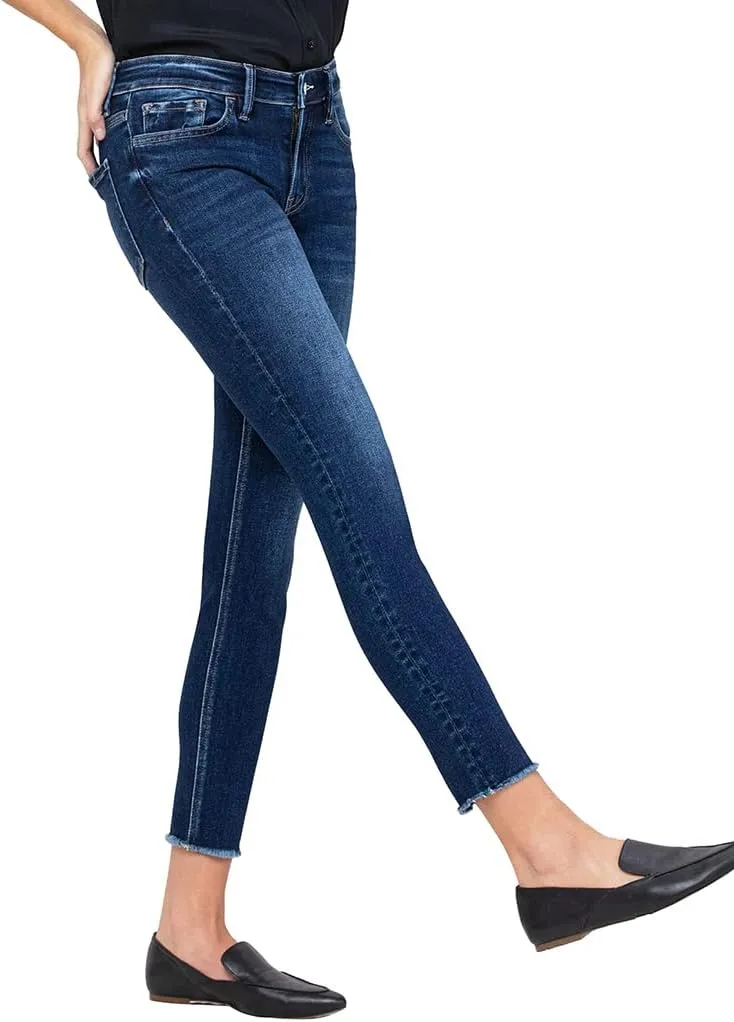 VERVET by Flying Monkey Dark Blue Stretch Skinny Jeans Whisker Fading Wash