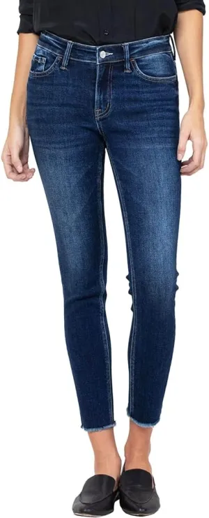 VERVET by Flying Monkey Dark Blue Stretch Skinny Jeans Whisker Fading Wash