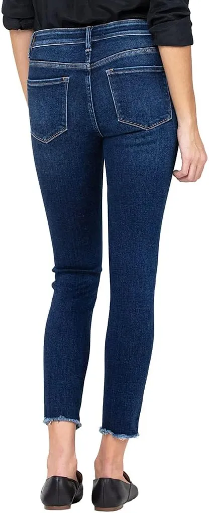 VERVET by Flying Monkey Dark Blue Stretch Skinny Jeans Whisker Fading Wash