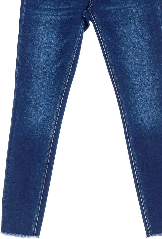 VERVET by Flying Monkey Dark Blue Stretch Skinny Jeans Whisker Fading Wash