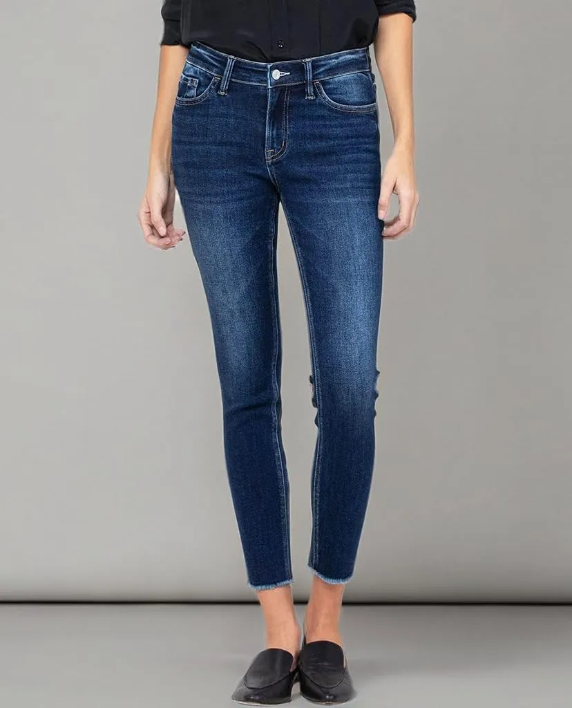 VERVET by Flying Monkey Dark Blue Stretch Skinny Jeans Whisker Fading Wash